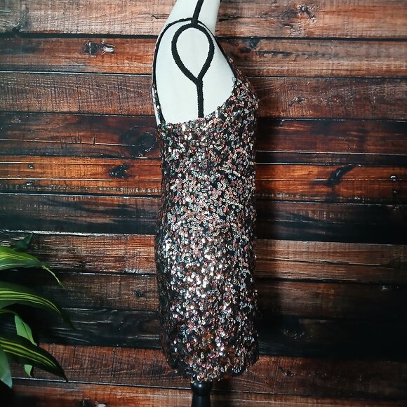 Reformation Mini Dress XS Jimmy Sparkle All Over Sequin Lined Side Slit Stretch - Picture 6 of 10